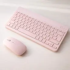 Kit Teclado e Mouse Bluetooth Rosa Slim para Notebook e Home Office
