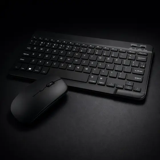 Kit Teclado + Mouse Sem Fio Bluetooth Preto | Compacto Para Notebook, Tablet e Celular