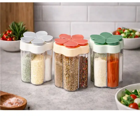 Porta Condimentos 5 em 1 Multifuncional – Porta Temperos Cozinha com 5 Compartimentos Sortido