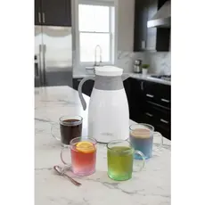 Conjunto Garrafa Térmica 1 Litro Victoria 4 Canecas Sortidas Isolamento Térmico Café Chá