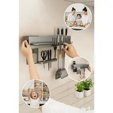 Suporte Organizador de Cozinha com 10 Ganchos para Utensílios Parede