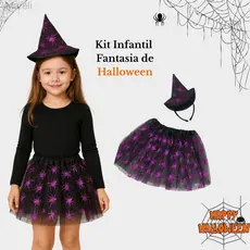 (V)Fantasia Infantil Bruxinha Roxa com Saia Tule e Chapéu – Tema HalloweenXL3493U5UFJX