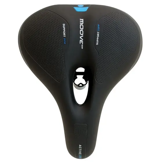 Selim de Bicicleta com 2 Molas Confort Vazado com Elastômero Banco de Bike Confortável Moove Preto/Azul