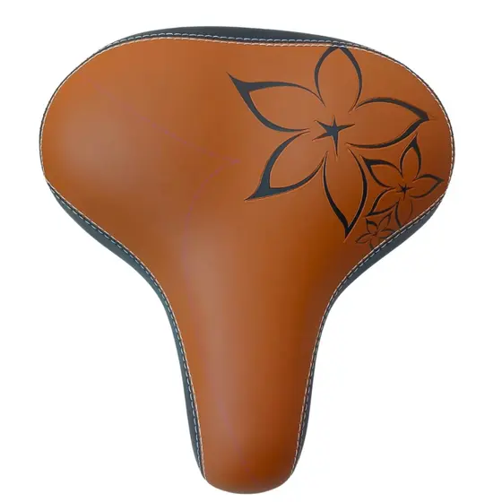 Selim de Bicicleta Largo com 2 Molas Estampado de Flores Banco Bike Confortável Moove Preto/Marrom
