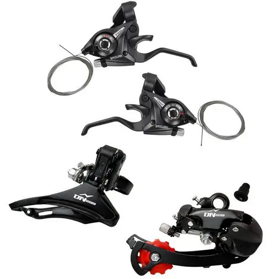 Kit de Transmissão 21 Marchas para Bicicleta Com Passador Alavanca Rapid Fire 21v + Cambio Traseiro + Cambio Dianteiro