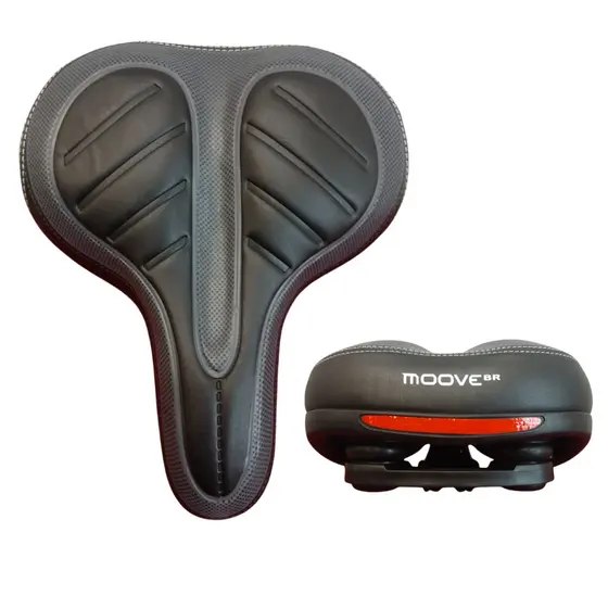 Selim Com Refletor Banco de Bicicleta Largo com 2 molas Confortável Beach Ceci Cruiser Monark Preto com Cinza Moove