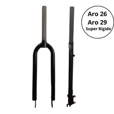 Garfo Rígido Aro 26 29 Over Ahed Set Sem Rosca Aço Freio a Disco Preto Brilhante INMETRO Grau MOOVE