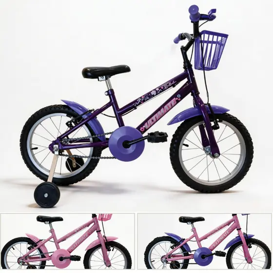 Bicicleta Infantil 4 a 6 anos aro 16 MTB com Rodinhas Cestinha e Paralamas Meninas