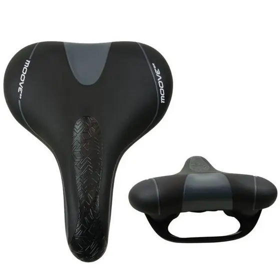 Selim de Bike Com Alça de Apoio para Mão Modelo Soft Preto com Cinza Bicicleta Mtb Moove