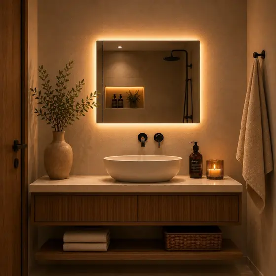 Espelho 90x70 Led Retangular Touch Dimmer 3 Cores De Parede Eclipse