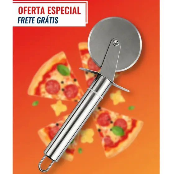 🍕 Cortador De Pizza Profissional Inox Roda Grande Reforçado