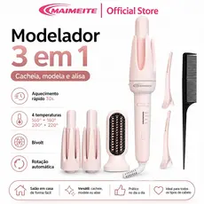 MAIMEITE Modelador de Cachos Automático 3 em 1 Ferro Ondulação Giratório Bivolt Aquecimento Rápido Grande Onda Modelador