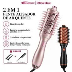 MAIMEITE Escova Secadora Profissional Bivolt 3 em 1 Alisadora Modeladora Anti Frizz
