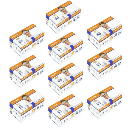 Kit 10 X 100 Caixas Luva Látex Sem Pó 1000 Unidades Pp P M G