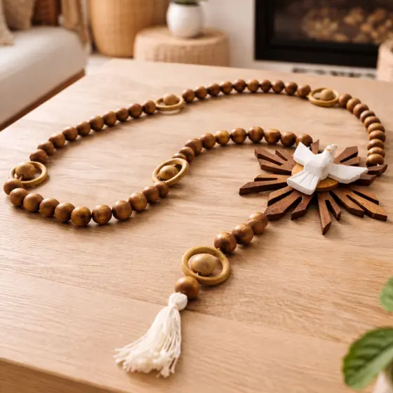 Colar de mesa enfeite grande em madeira natural decorativo 1m para parede e centro de mesa adorno artesanal