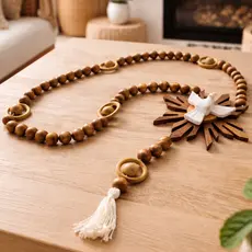 Colar de mesa enfeite grande em madeira natural decorativo 1m para parede e centro de mesa adorno artesanal