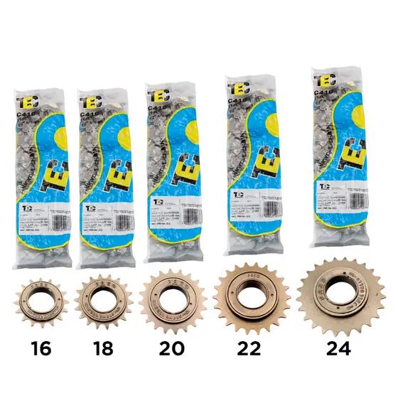 Catraca Roda Livre 16 18 20 22 24 Dentes Esferada + Corrente Tec Grossa para Bicicleta Sem Marcha aro 16 20 24 26 e 29