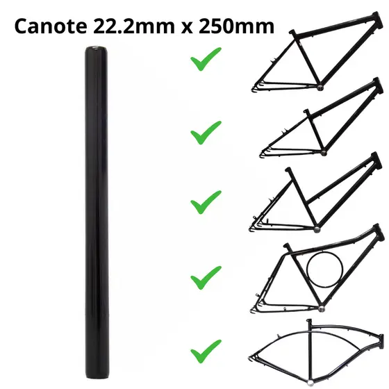 Canote de Selim 22.2 x 250 mm Aço Paco Sem Carrinho para Bike Bicicleta aro 20 24 26 e 29