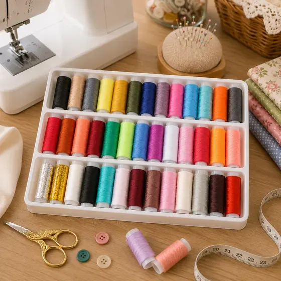 Pacote de Linha com 10 rolos cores variados costura tecido alfaiataria