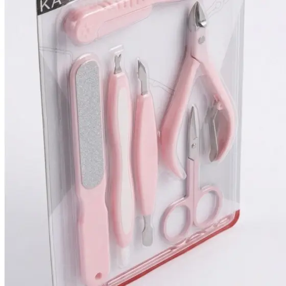 Kit Manicure Pedicure 6 Peças KA-2080 Completo Cortador Lixa Alicate Tesoura