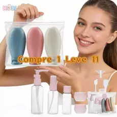 KIT 11 Frascos de Viagem Peças | Recarregável à Prova de Vazamento Cosméticos | Shampoo Loção Creme Spray Portátil-S1