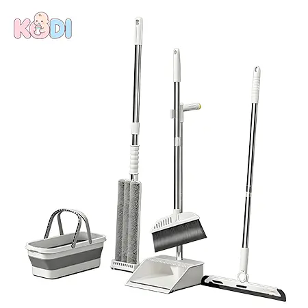 Kit Completo de 7 Peças para Limpeza Vassoura + Rodo + Pá +balde e Rodo Conjunto de esfregão -S7