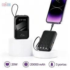 Carregador Portátil 10000mAh Power Bank 20W Carga Rápida Display Digital 3 em 1 Entradas - A6