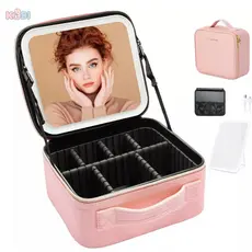 Kit Maleta Maquiagem completo Profissional Com Espelho e Luz Led e paleta de maquiagem -Q10