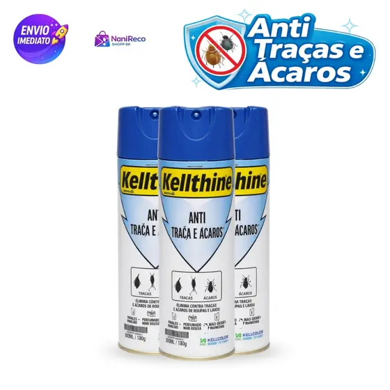 Anti Traças Ácaros Spray 300ml Elimina Traças Ácaros de Roupas Tecidos e Armários