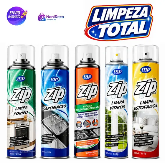 Kit 5 Produtos de Limpeza Limpa Forno Saponáceo Espuma Desengordurante Vidro Estofados