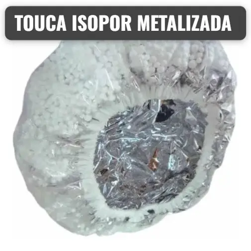 Touca de Isopor Metalizada Para Hidratação Salão