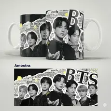 Canecas Personalizadas BTS | RM, JIN, SUGA, JIMIN, V, J-ROPE, JUNGKOOK | K POP | ARIRANG  | Porcelana | Plástico | 325ml
