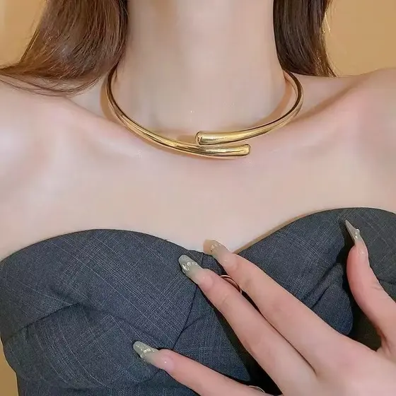 Colar Choker Aro Gota Maximalista Tendência Aço inoxidável Nunca desvaneça