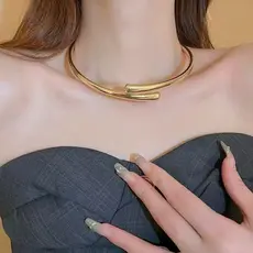 Colar Choker Aro Gota Maximalista Tendência Aço inoxidável Nunca desvaneça