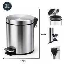 Lixeira Inox Beity 3l Pedal Cesto Removível Banheiro Cozinha