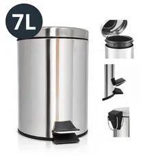 Lixeira Inox 7L - Sem odor e resistente com Pedal e Cesto Removível