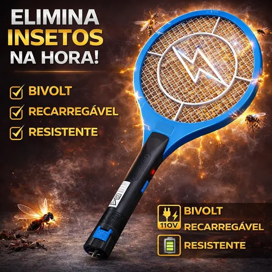 Raquele Mata Mosquito Elétrica Recarregável Bivolt 110v~220v Qualidade garantida