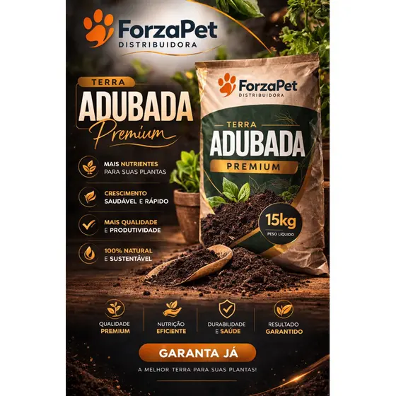Terra Adubada Premium 12kg – Solo Fertilizado para Plantas, Hortas e Jardins | Alta Fertilidade