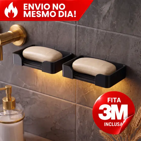 Suporte Saboneteira de Parede Autoadesiva 3M Porta Sabão Drenante Organizador para Banheiro Cozinha Lavanderia