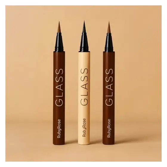 LANÇAMENTO | Caneta Delineadora Glass Ruby Rose Preta ou Marrom Dark Brown Light Brown