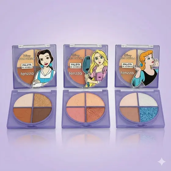 LANÇAMENTO | Paleta de Sombras Princesas Fenzza – 4 Cores (2 Matte + 2 Cintilantes)