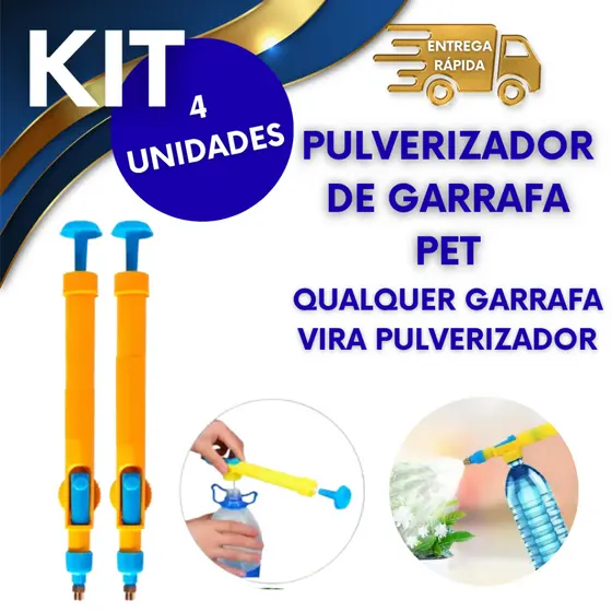 4 PULVERIZADOR DE GARRAFA PET 29CM BORRIFADOR MANUAL PARA JARDINAGEM LIMPEZA PRÁTICO E VERSÁTIL