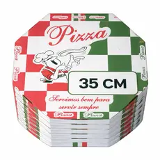 Caixas De Pizza N° 35 Oitavada, Branco, Reforçada e Profissional -  Pacote com 25 Unidades