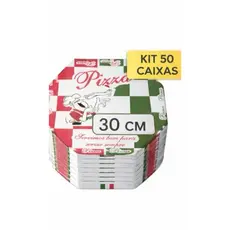 KIT 50 Caixas De Pizza N° 30 Oitavada, Reforçada e Branca