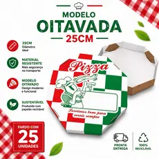 Caixas De Pizza N° 25 Oitavada, Reforçada Com 25 Unidades