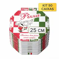 KIT 50 Caixas De Pizza N° 25 Oitavada, Reforçada, Branco