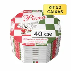 KIT 50 Caixas De Pizza N° 40 Oitavada Branco, Reforçada e Profissional.