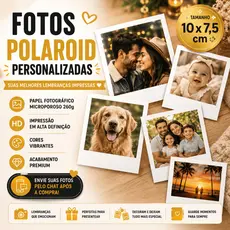 Fotos tipo Polaroid Personalizadas 10x7,5 cm | Papel Fotográfico Premium 260g | Alta Definição | Full HD | Envio Rápido