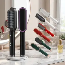 Escova Alisadora Bivolt 5 Em 1 Elétrica Anti Frizz Modelo Universal Alinha Hidrata Modela Cabelo Envio Rápido