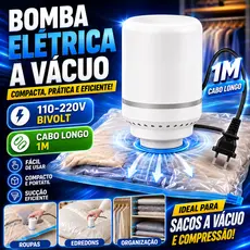 Bomba Elétrica USB 110v 220v Para Saco a Vácuo Organizador de Sucção
